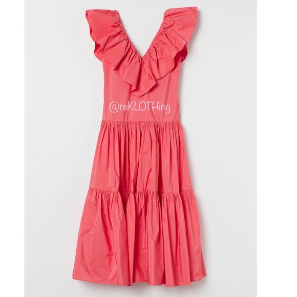 Ruffled Tiered Coral Pink Taffeta H&M DRESS -NWT princess flowy - Picture 12 of 14